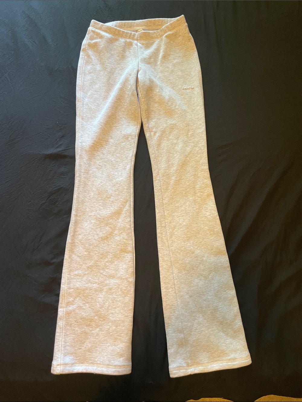 Light heather grey cotton fleece slim pants